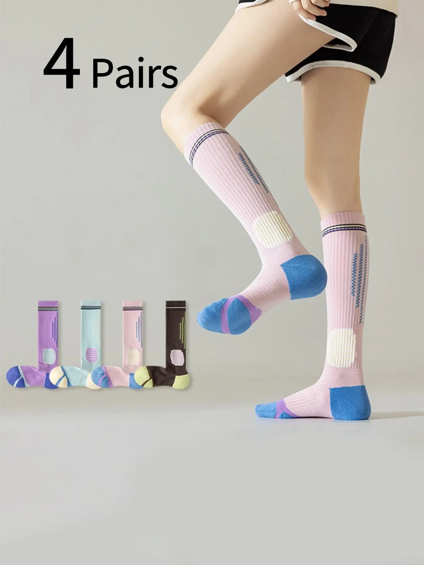 Sports Socks - 4 pares de meias esportivas femininas