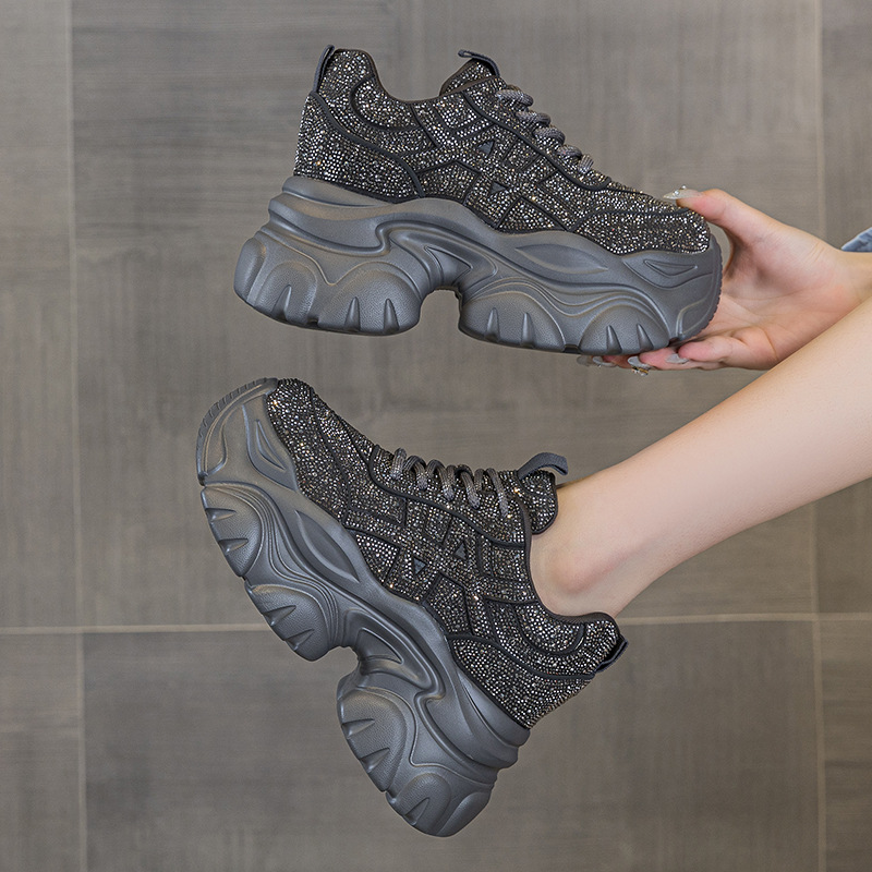 Running Shoes Women - Tênis Femininos com Cadarço, Plataforma Alta,