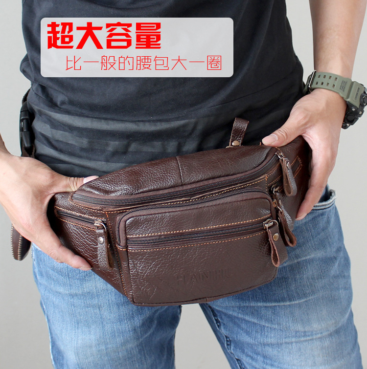 Running Belt - Bolsa de cintura de couro genuíno