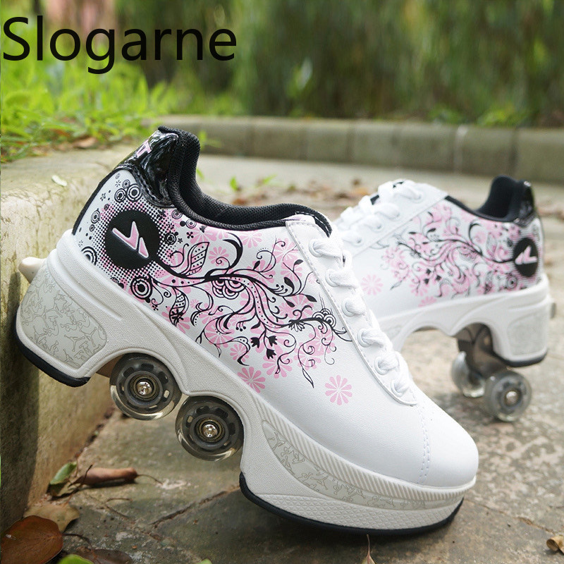 Running Shoes Women - Mulher 4 rodas deformação patins sapatos