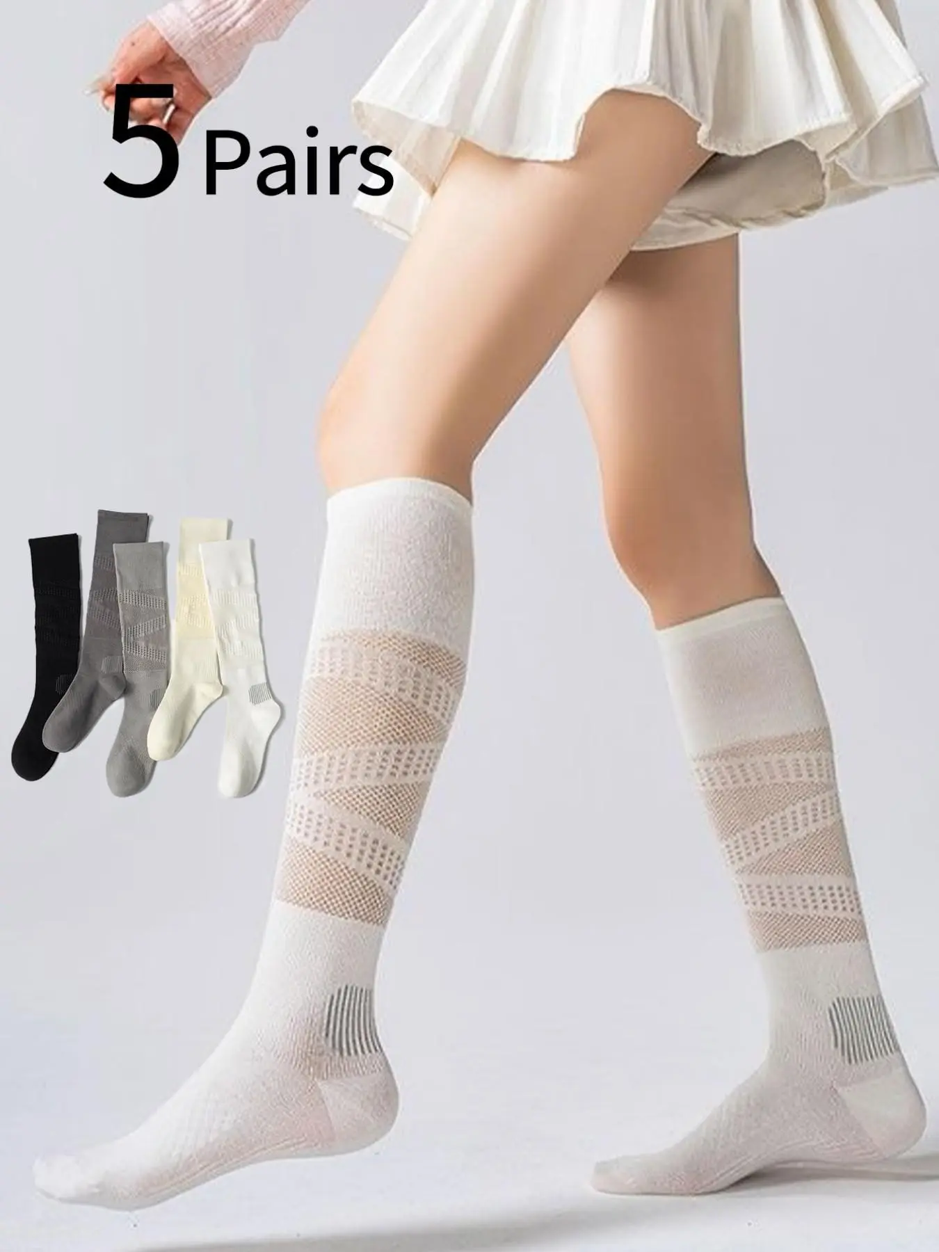 Sports Socks - 5 pares de meias esportivas femininas,