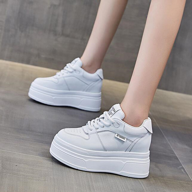 9cm couro genuíno nova marca d - Running Shoes Women avaliação e preço